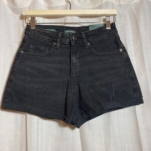 Wild Fable Womens High-Rise Rolled Cuff Denim Shorts Black Distressed Size 0